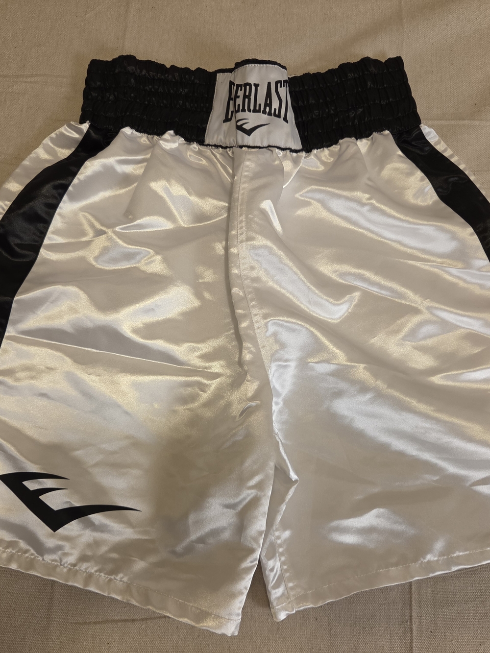 Everlast Boxing Trunks Satin Shorts Men L White Black